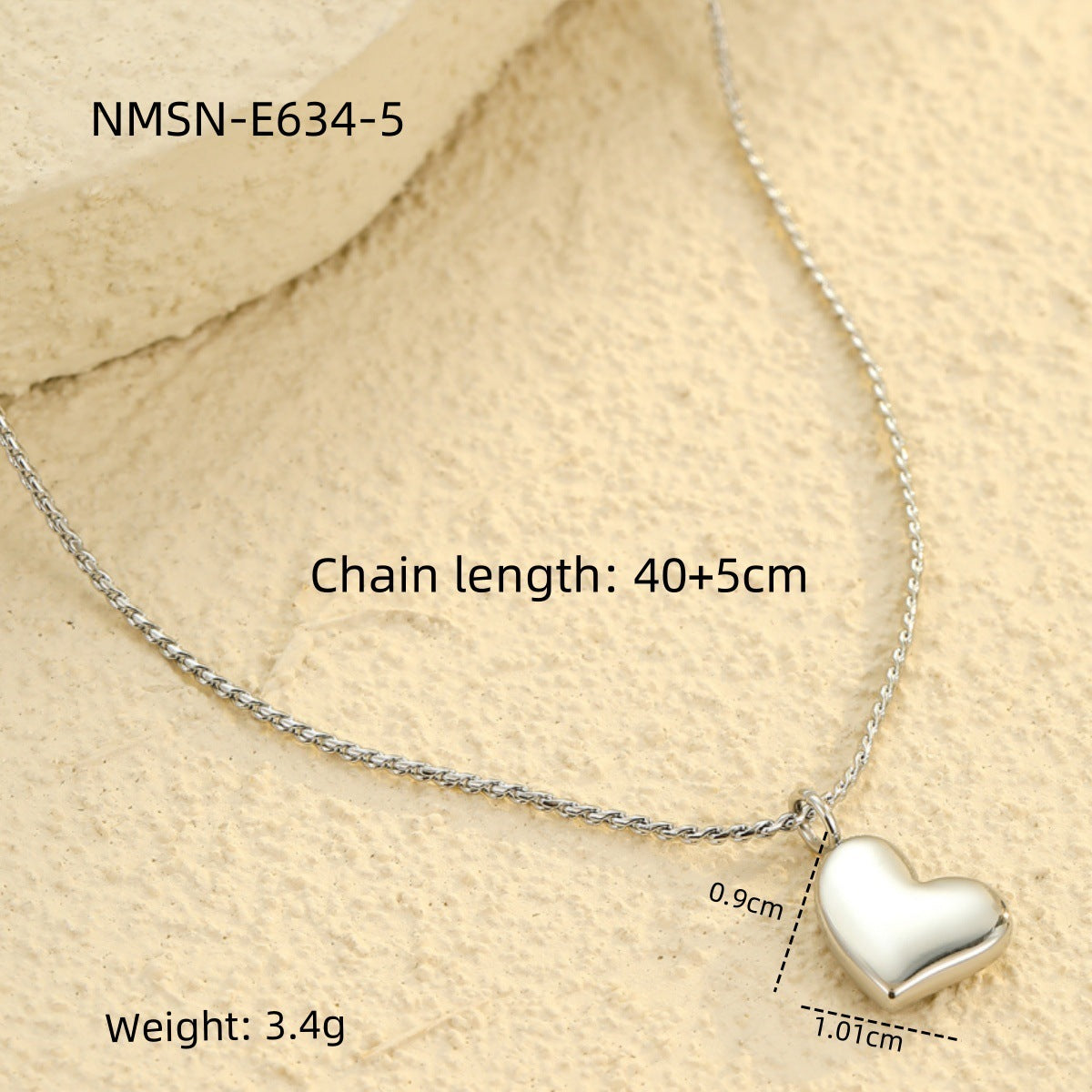 Collana con Ciondolo a Cuore Minimalista alla Moda in Acciaio Inossidabile con Finitura Placcata da Donna