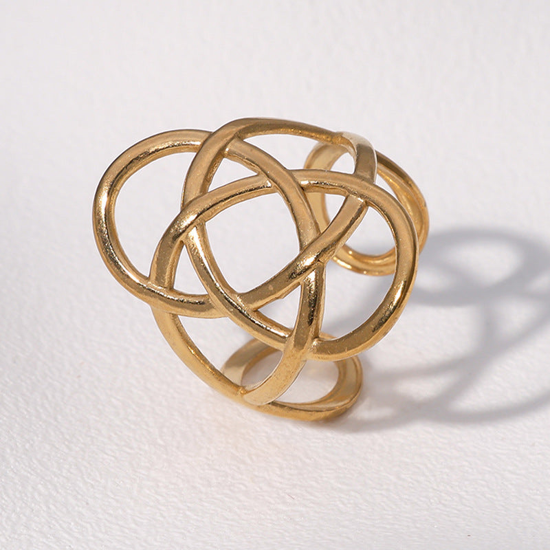 Anello aperto da donna minimalista geometrico irregolare in acciaio inossidabile placcato oro 18 carati