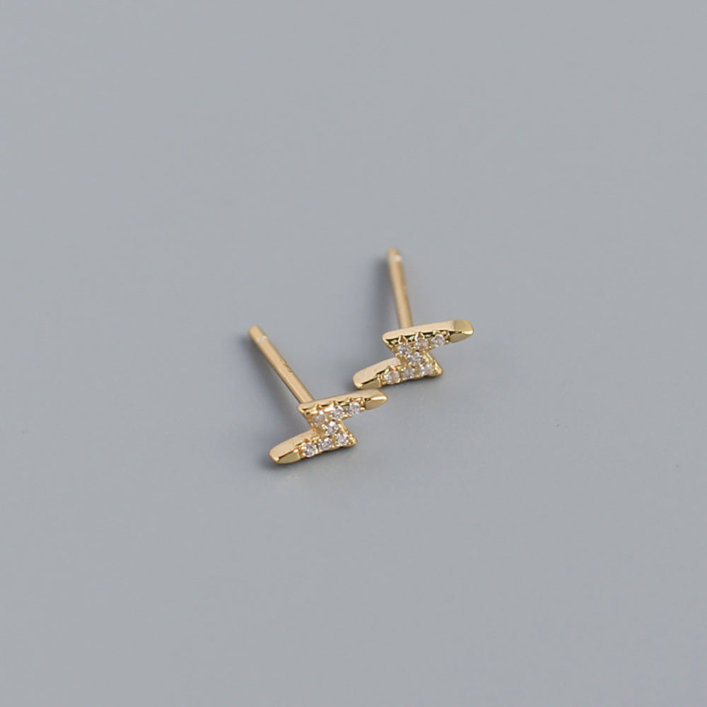 925 Sterling Silver Inlaid Diamond Stud Earrings