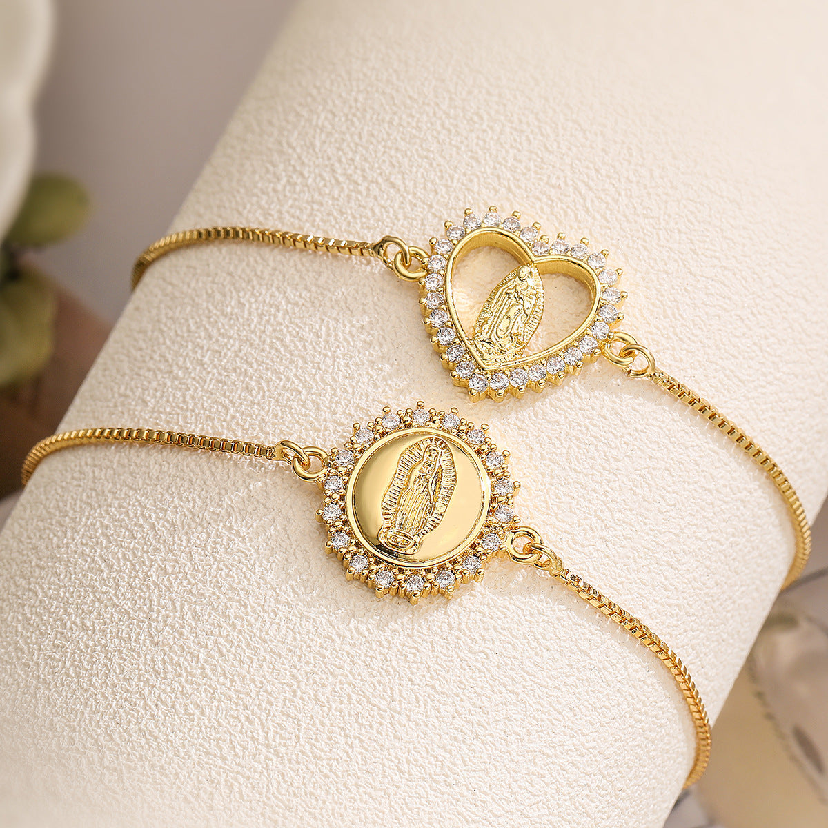 Minimalist Geometric Copper Bracelet with Real Gold Plating and Zircon Inlay for Women