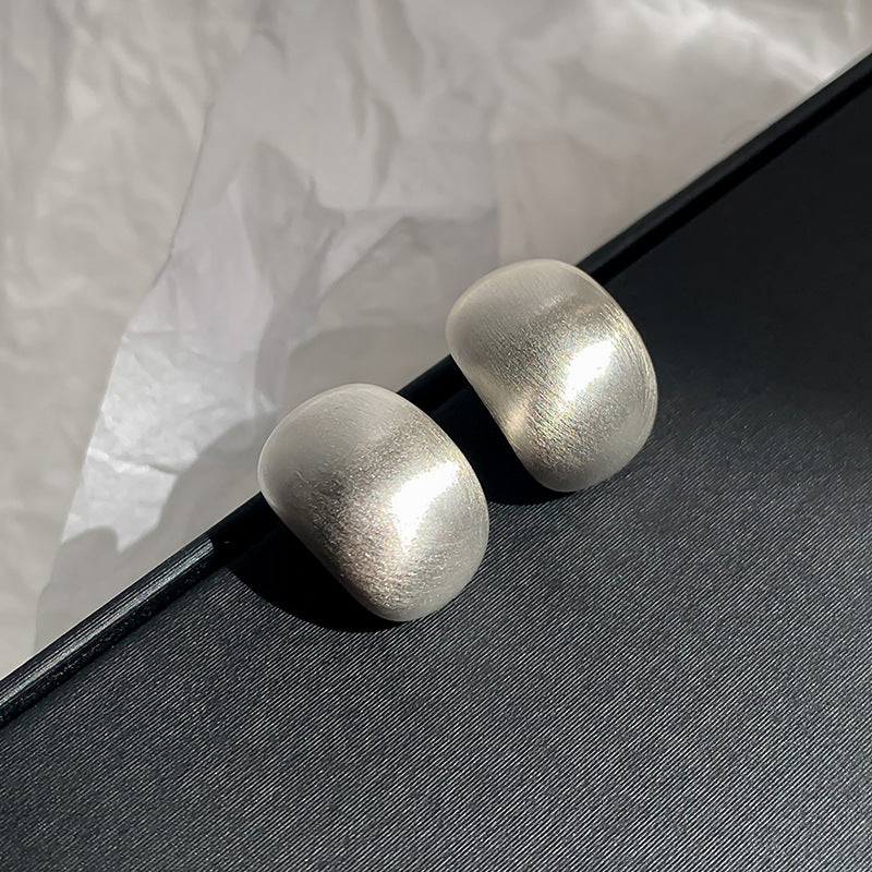 Pendientes de botón geométricos texturizados minimalistas para mujer en cobre chapado con postes de plata 925, lujo, moda, uso diario