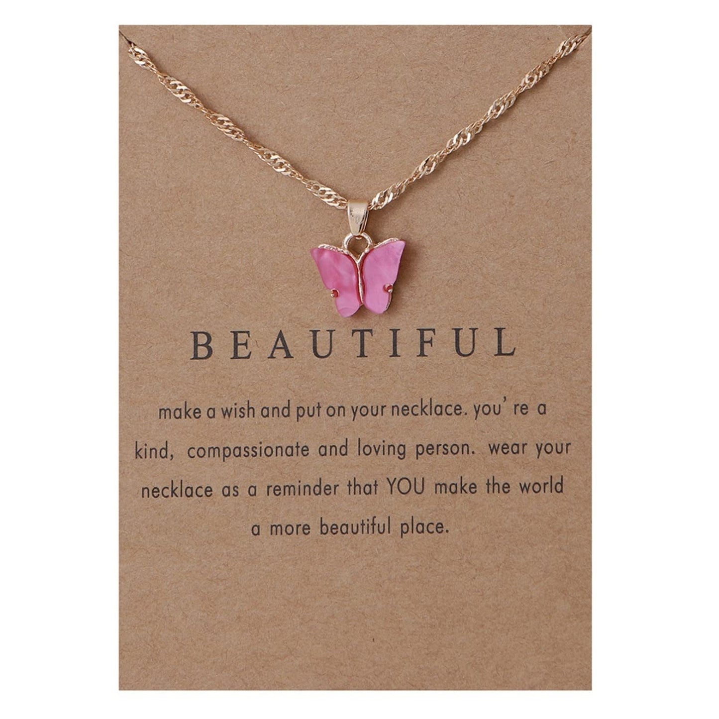 Sweet Minimalist Butterfly Acrylic Pendant Necklace for Women