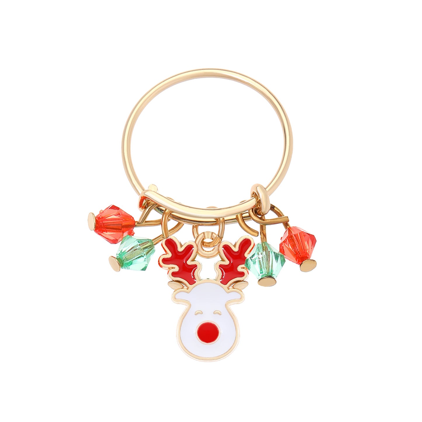 Anello a forma di cervo in lega stile Ins con finitura placcata, regalo di Natale per donne