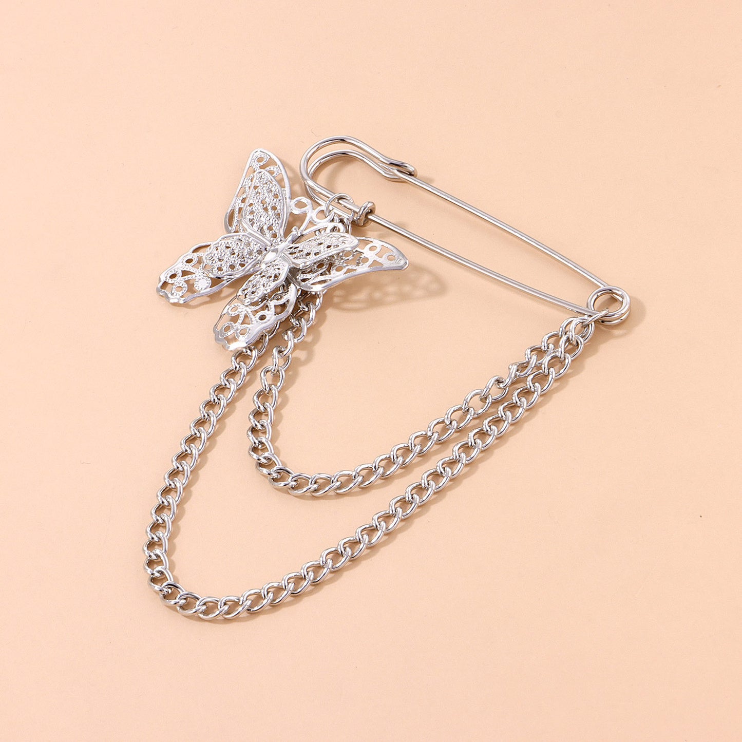 Korean Ins Trendy Origami Style Unisex Butterfly Chain Brooch Fashion Metal Pin Suit Decoration Jewelry