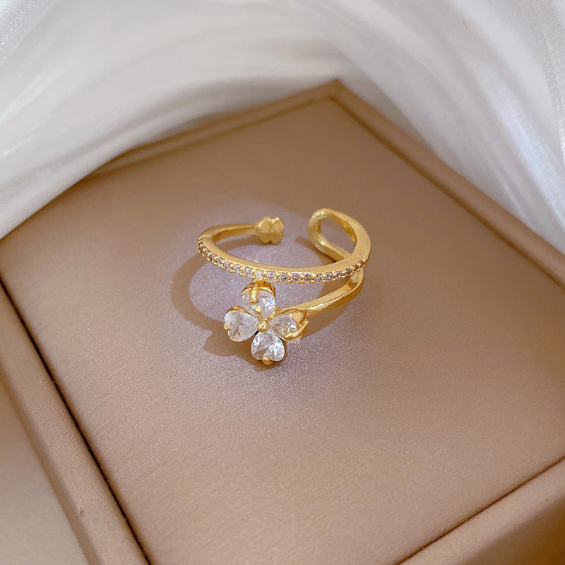 Anello da donna in ottone placcato oro a forma di corona in stile fumetto, anello aperto regolabile alla moda