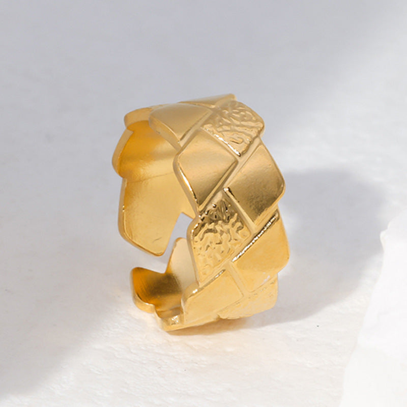 Fashion OL Geometric Open Ring 18K Gold Plated Stainless Steel Unisex Jewelry