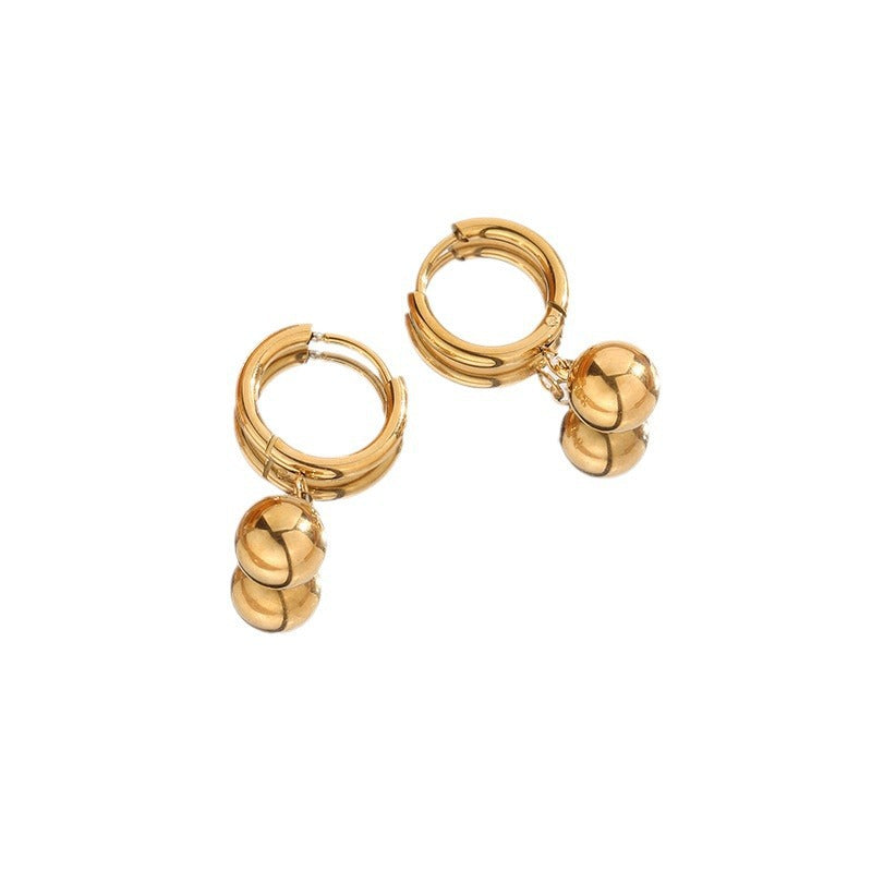 Minimalist Geometric Titanium Steel Hoop Earrings for Women with Gold-Plated Finish