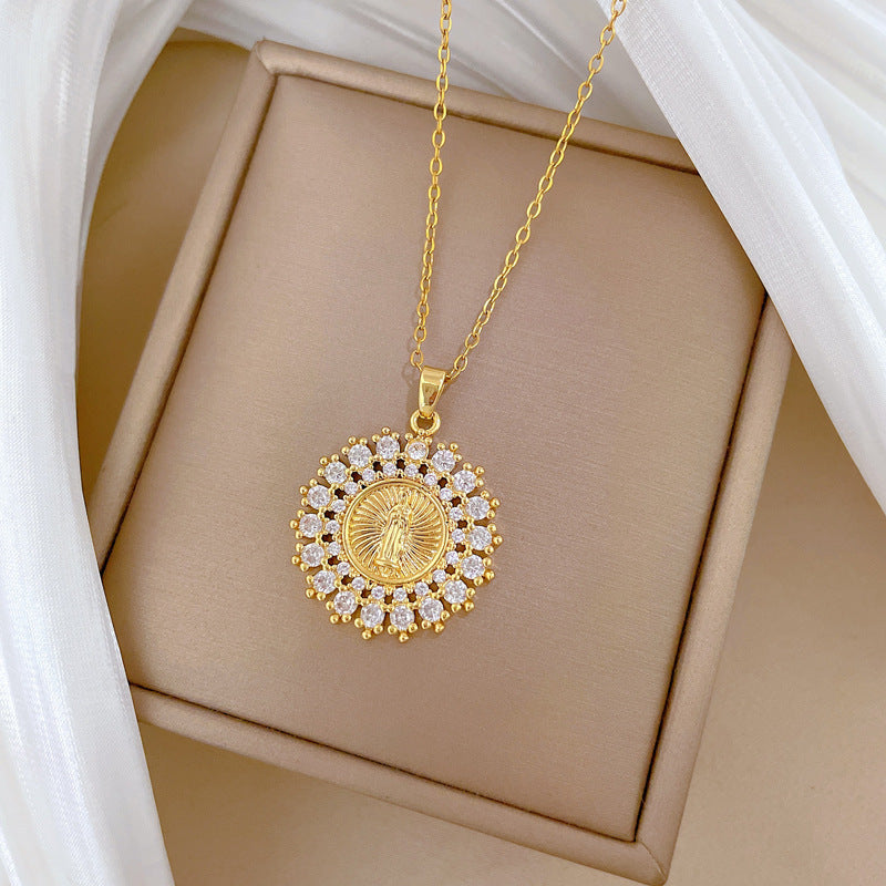 Collana in acciaio inossidabile a forma di animale in stile cartone animato con accenti di strass completi per donne e uomini, delicata catena per clavicola
