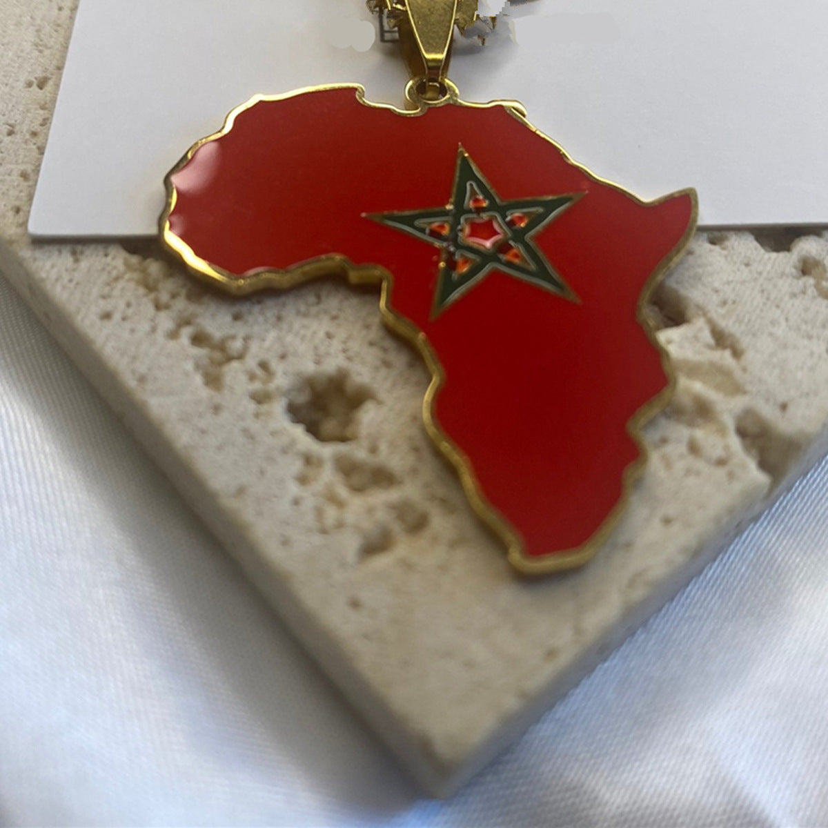 Minimalist Geometric Moroccan Map Pendant Necklace in Stainless Steel with Gold Plating for Women