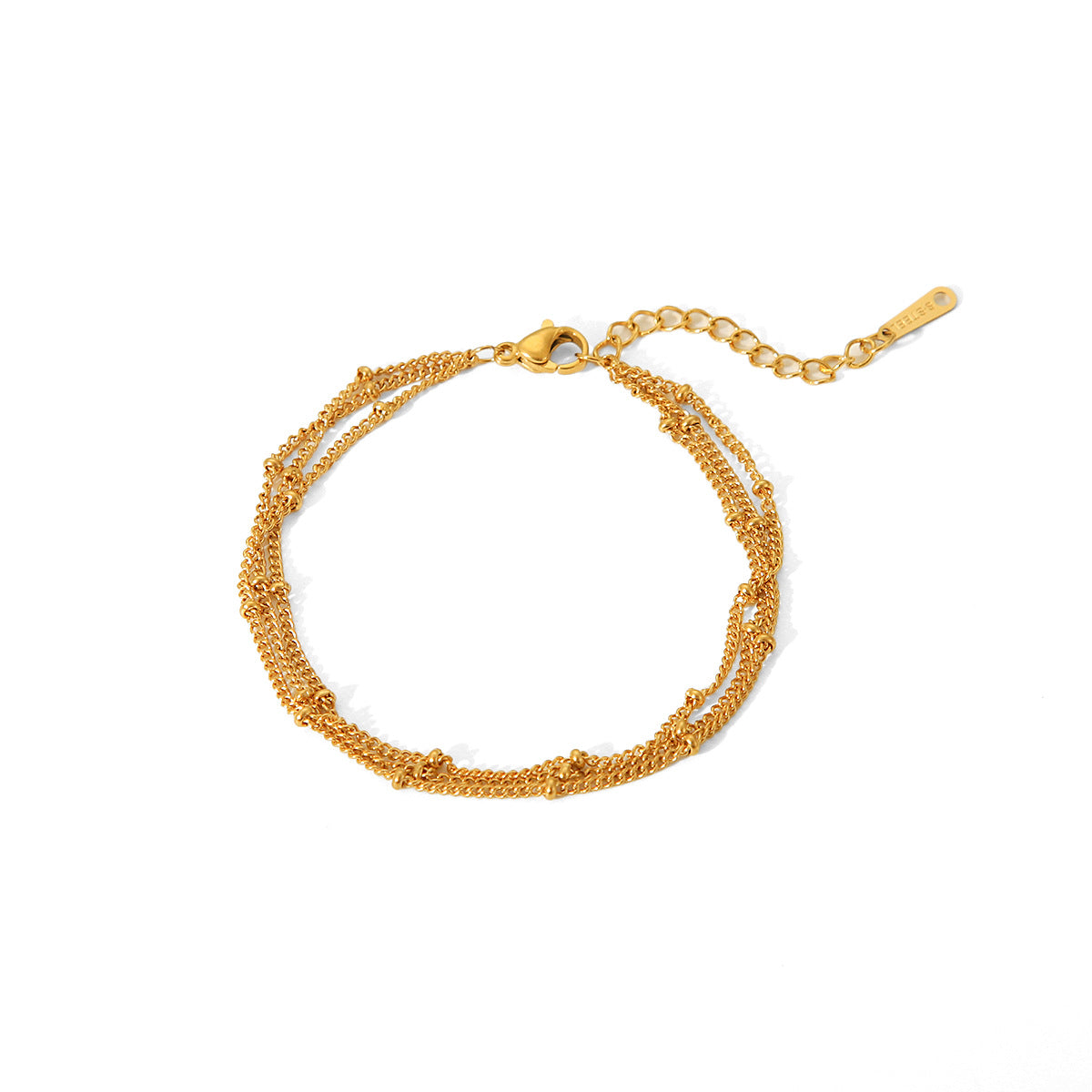 Pulsera de Cadena de Triple Capa de Acero Inoxidable con Baño de Oro de 18K de Diseño Geométrico de Moda para Mujer