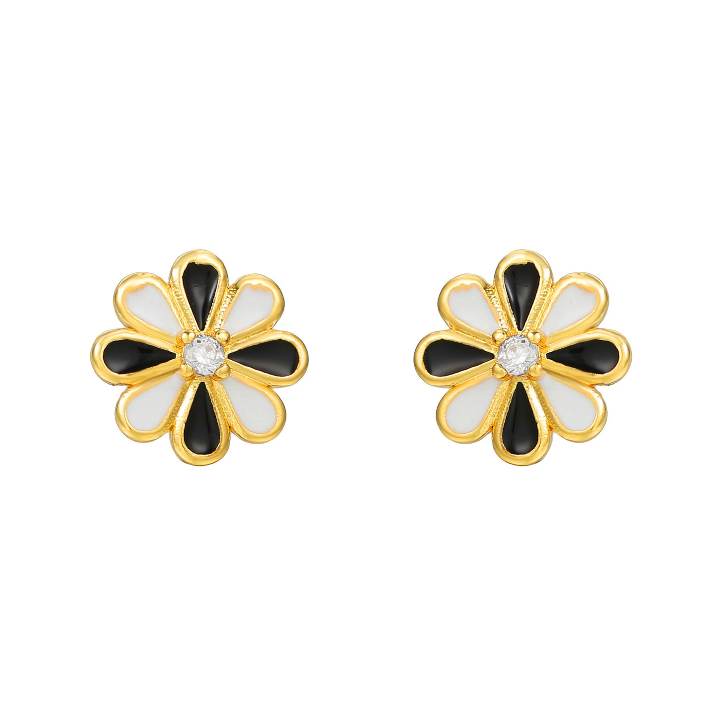 Unique Drip Oil Rainbow Floral Lips Bee Brass Cubic Zirconia Stud Earrings for Women