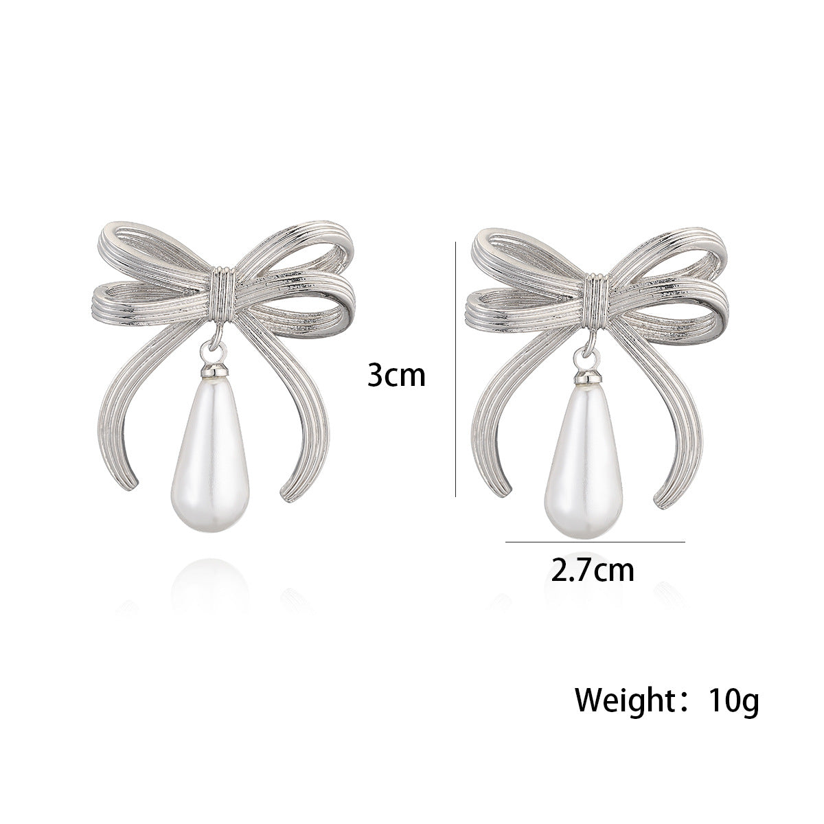 Pendientes de gota de perlas con lazo de moda para mujer en cobre con chapado en oro de 18 quilates, diseño geométrico e irregular