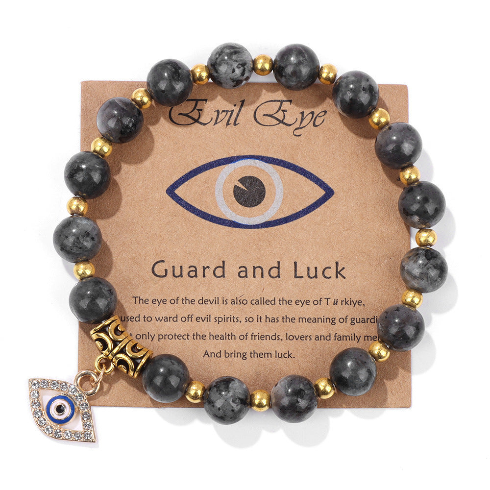 Minimalist Geometric Evil Eye Rhinestone Beaded Bracelet Unisex Yoga Energy Jewelry
