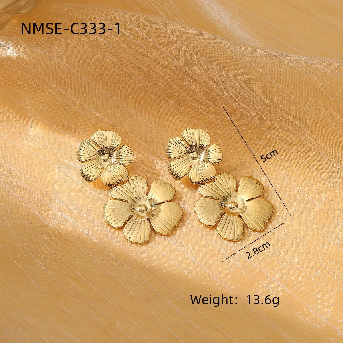 Elegantes Pendientes de Perlas de Acero Inoxidable con Forma Geométrica y Baño de Oro para Mujer