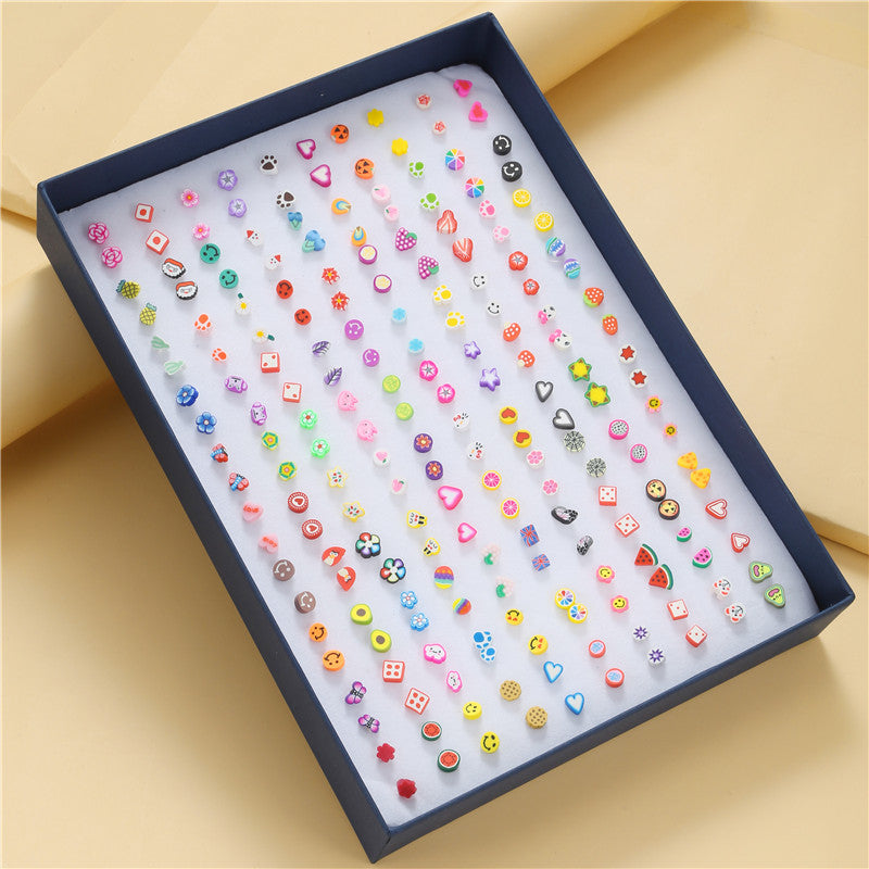 Sweet Geometric Resin Stud Earrings with Rhinestone Avocado and Animal Designs
