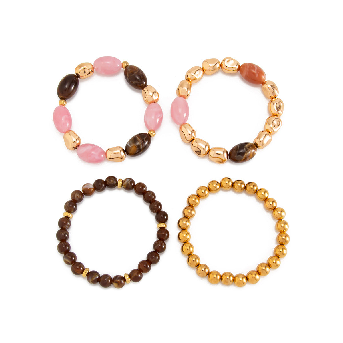 Punk Geometric Gradient Resin Beaded Stretch Bracelet for Women