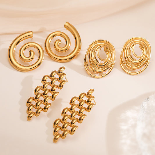 Orecchini a perno geometrici in acciaio inossidabile da donna con placcatura in oro, design irregolare alla moda e unico
