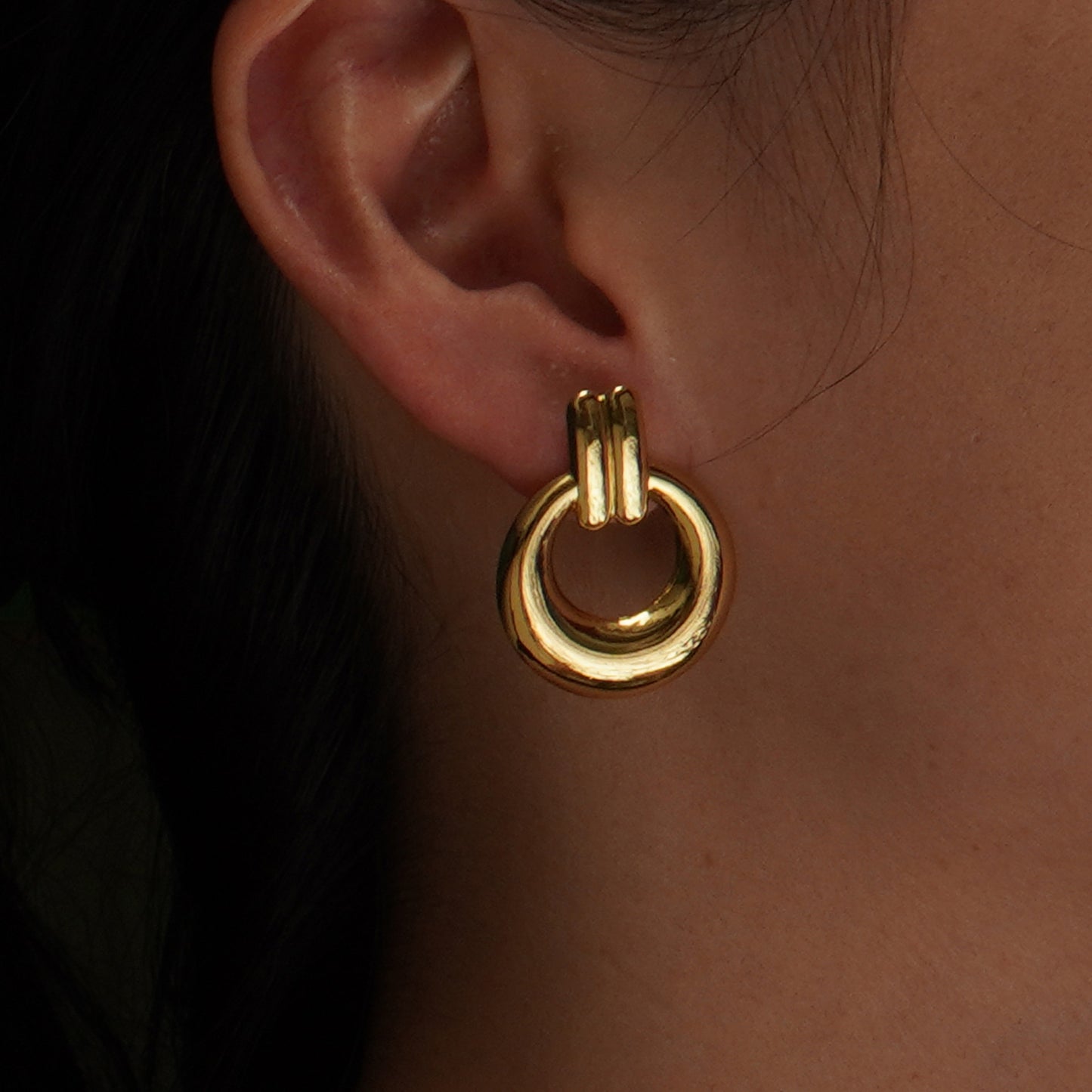 Vintage Round Geometric Plated Stainless Steel Earrings for Women