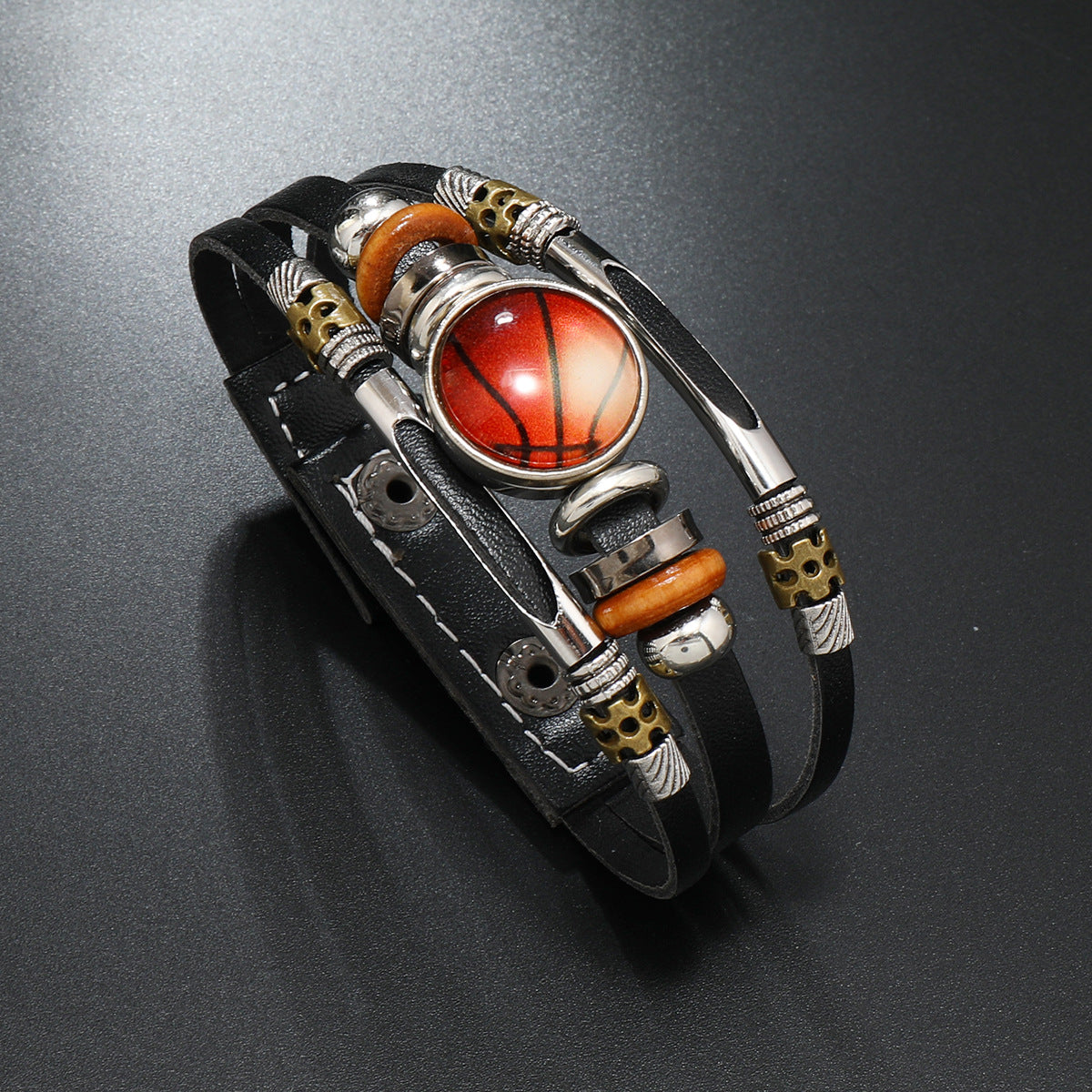Geometric Leather Bracelet Unisex Sports Fan Gift