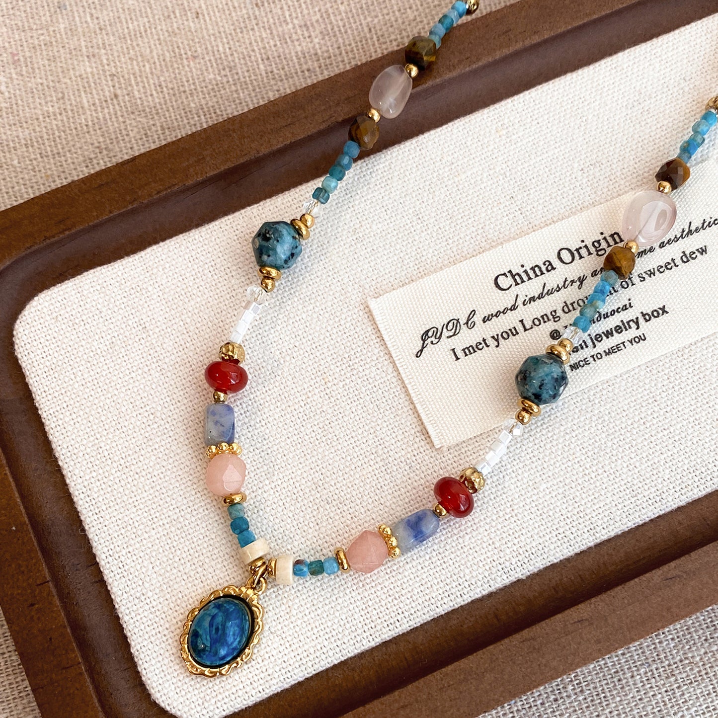 Collana girocollo da donna con perline in pietra ispirata alla dopamina, forme geometriche, catena delicata, elegante, minimalista, gioielli per tutti i giorni