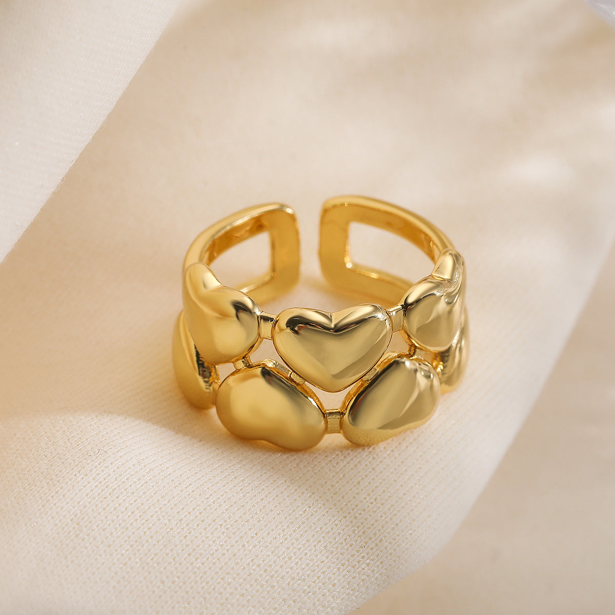 Minimalist Geometric Irregular Shaped Copper Ring with Gold Plating for Women