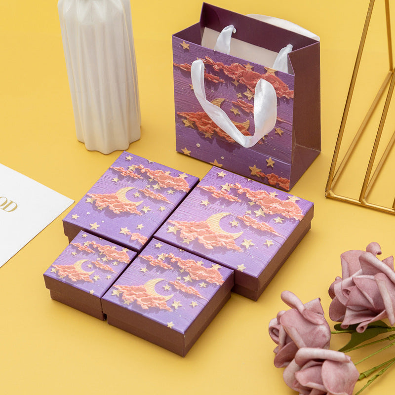 Caja de regalo de cartón premium con tapa para empaque de anillos, collares, pulseras y pendientes