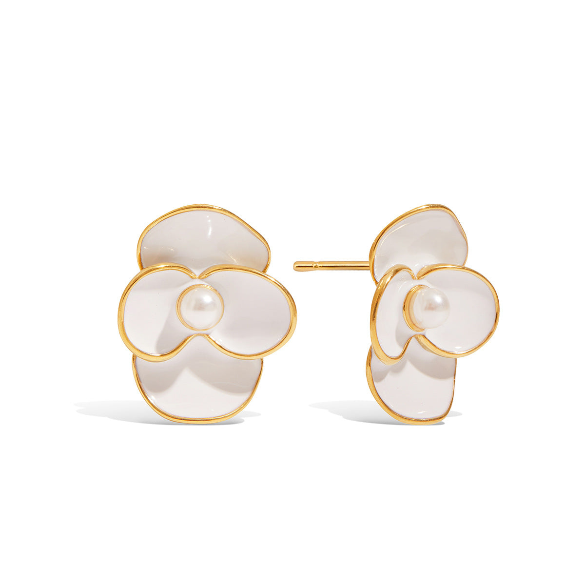 Orecchini da donna in acciaio inossidabile con motivo floreale geometrico e finitura smaltata, orecchini di lusso, minimalisti e alla moda