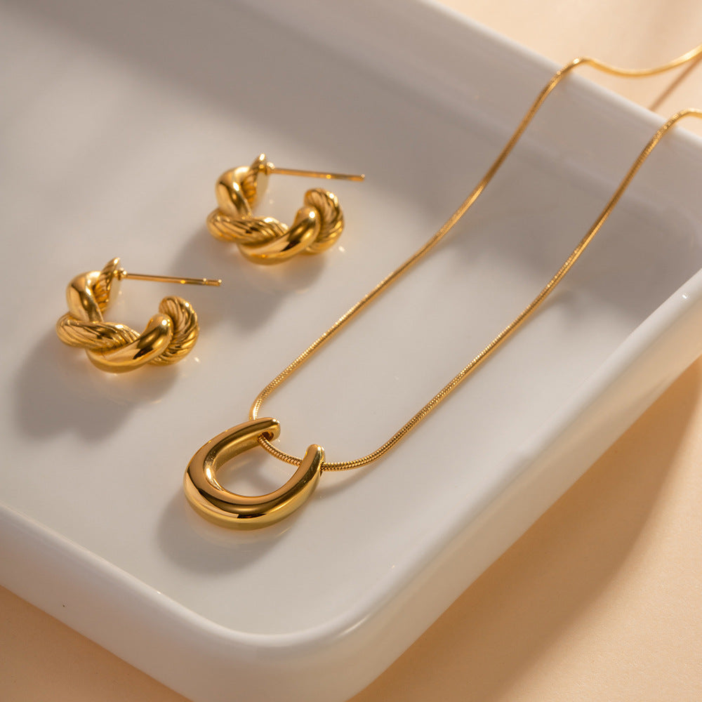 Trendy Asymmetric 18K Gold Plated Stainless Steel Pendant Necklace for Women