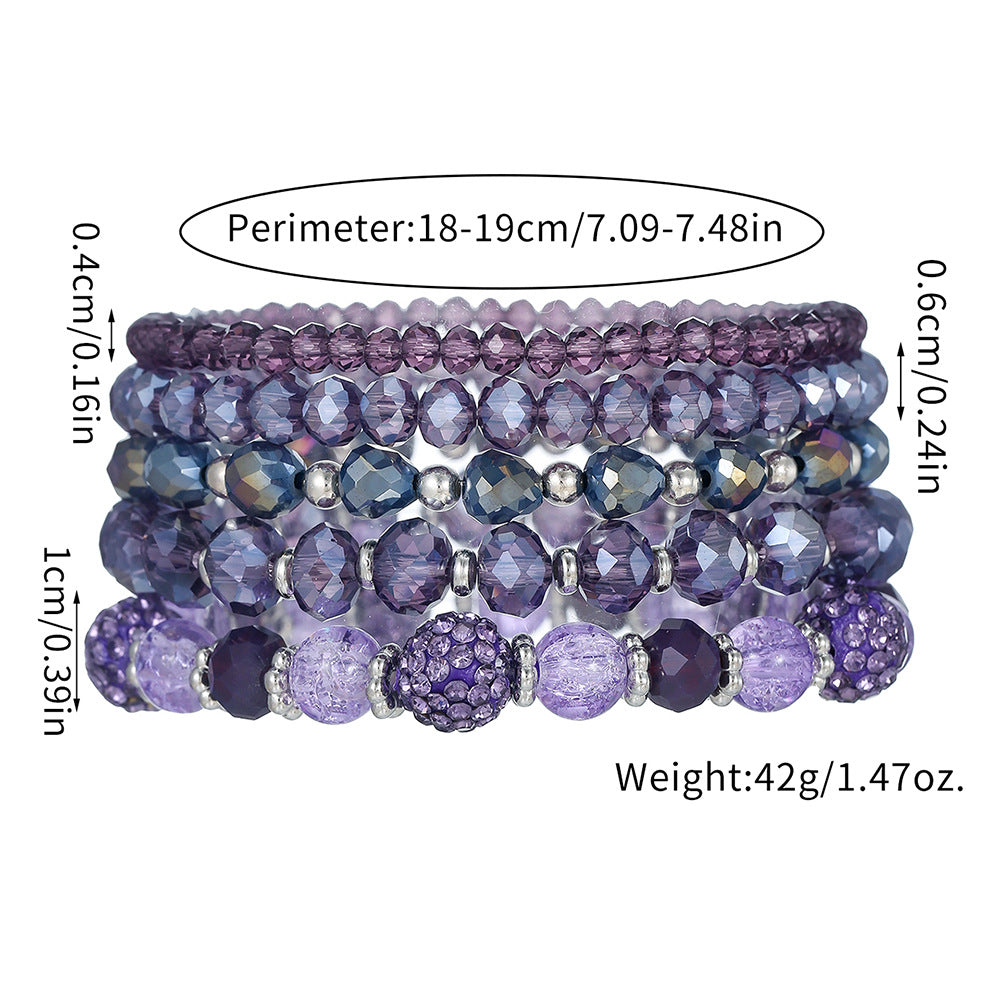 Bohemian Multi-Layer Geometric Glass Bead Rhinestone Bracelet for Women