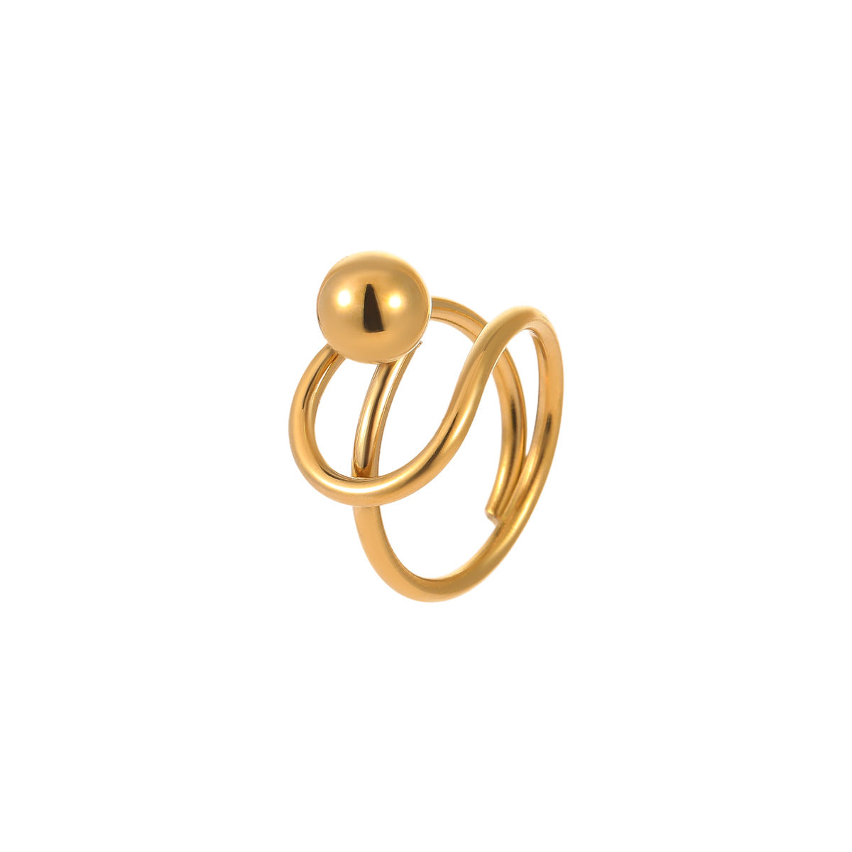 Anillo minimalista de acero de titanio con perla ovalada, diseño de lazo y banda abierta ajustable