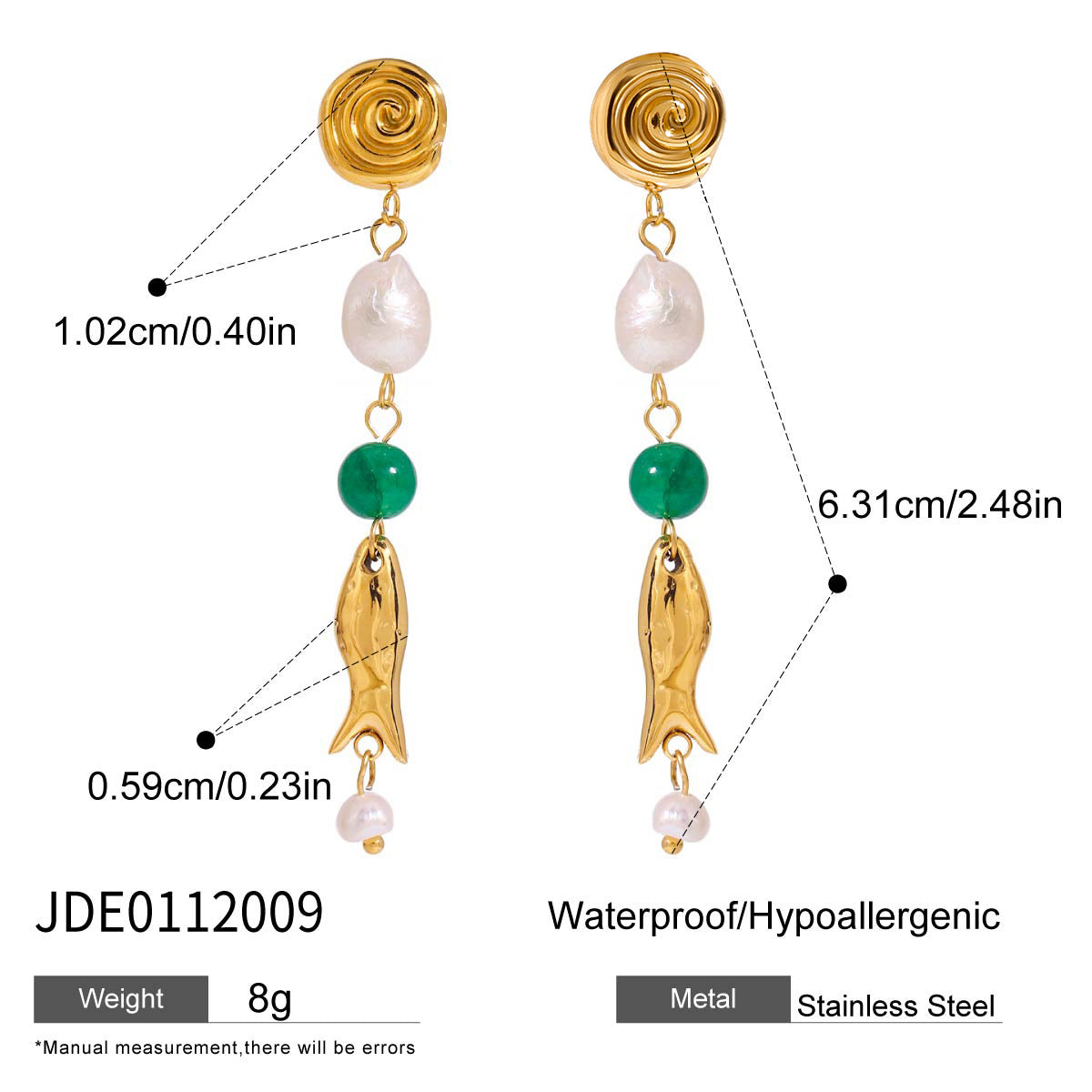 Elegant Geometric Animal Stainless Steel Plated Pearl Stud Earrings for Women