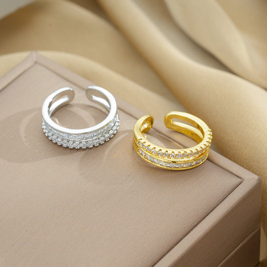 Minimalist Geometric Titanium Steel Adjustable Ring for Women with Vacuum Plating Finish