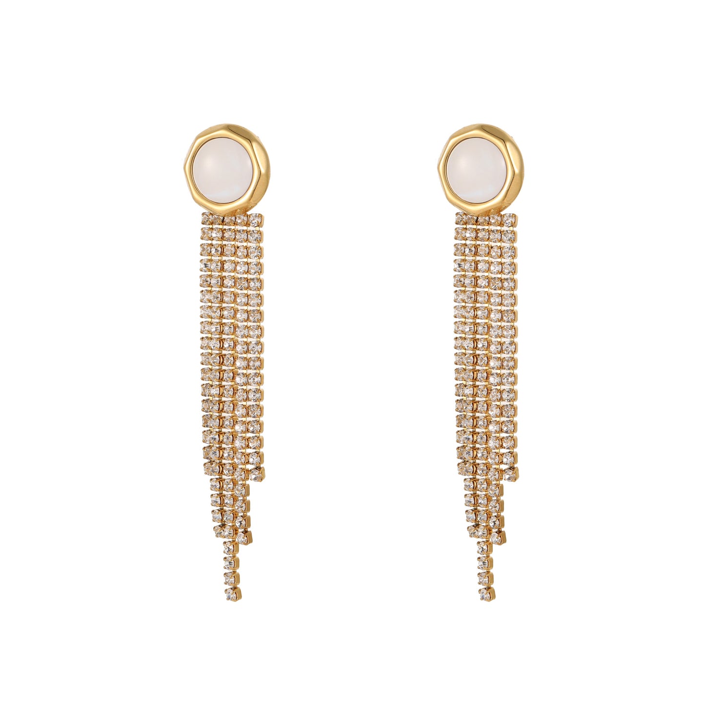 Orecchini alla moda in acciaio inossidabile a forma di cuore e stella con strass e nappe, gioielli di lusso placcati ipoallergenici per donna