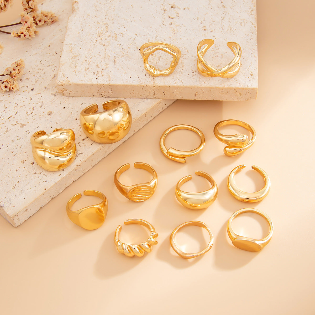 Anillo de Aleación Geométrico Irregular de Estilo Vintage con Diseño Pulido de Hilos Cruzados para Mujer