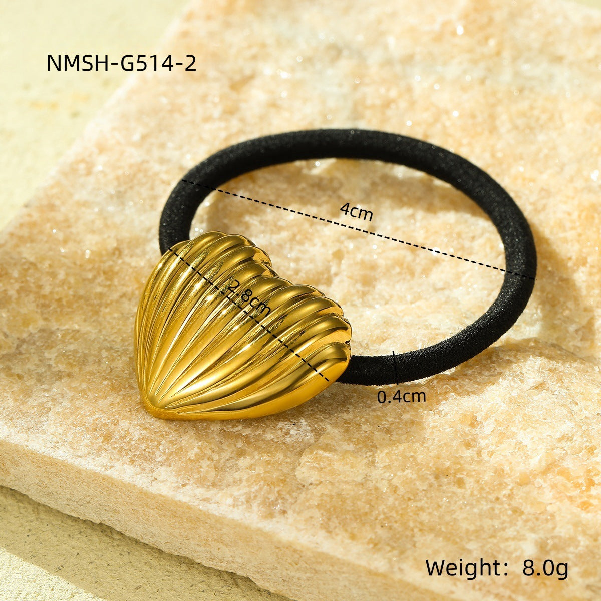 Fermacoda a forma di cuore e girasole in acciaio e titanio minimalista con finitura placcata per coda bassa, accessorio moda ad alta elasticità