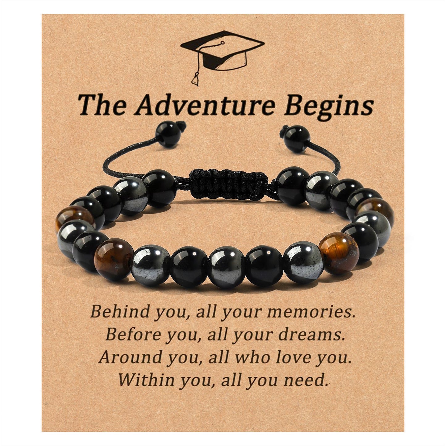Handmade Geometric Tiger's Eye Obsidian Hematite Bracelet for Men and Women