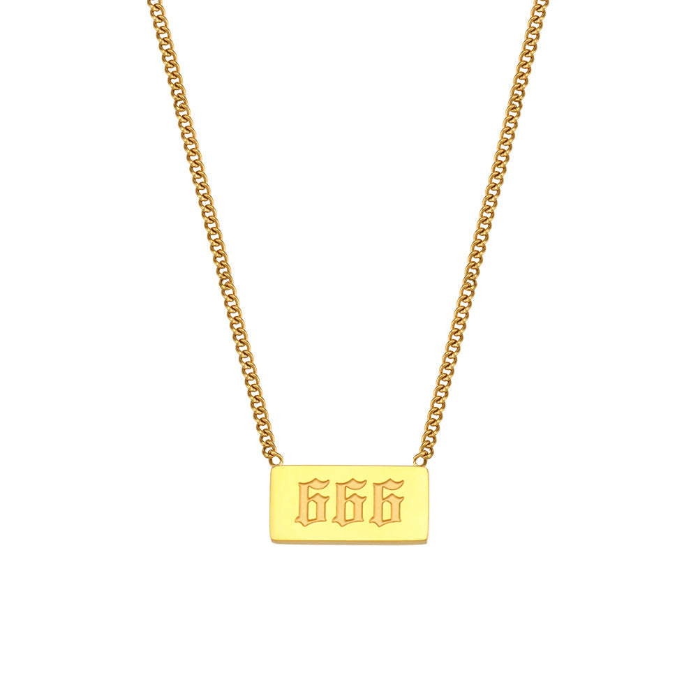 Minimalist Angel Number Pendant Necklace in Stainless Steel with Plated Finish for Women