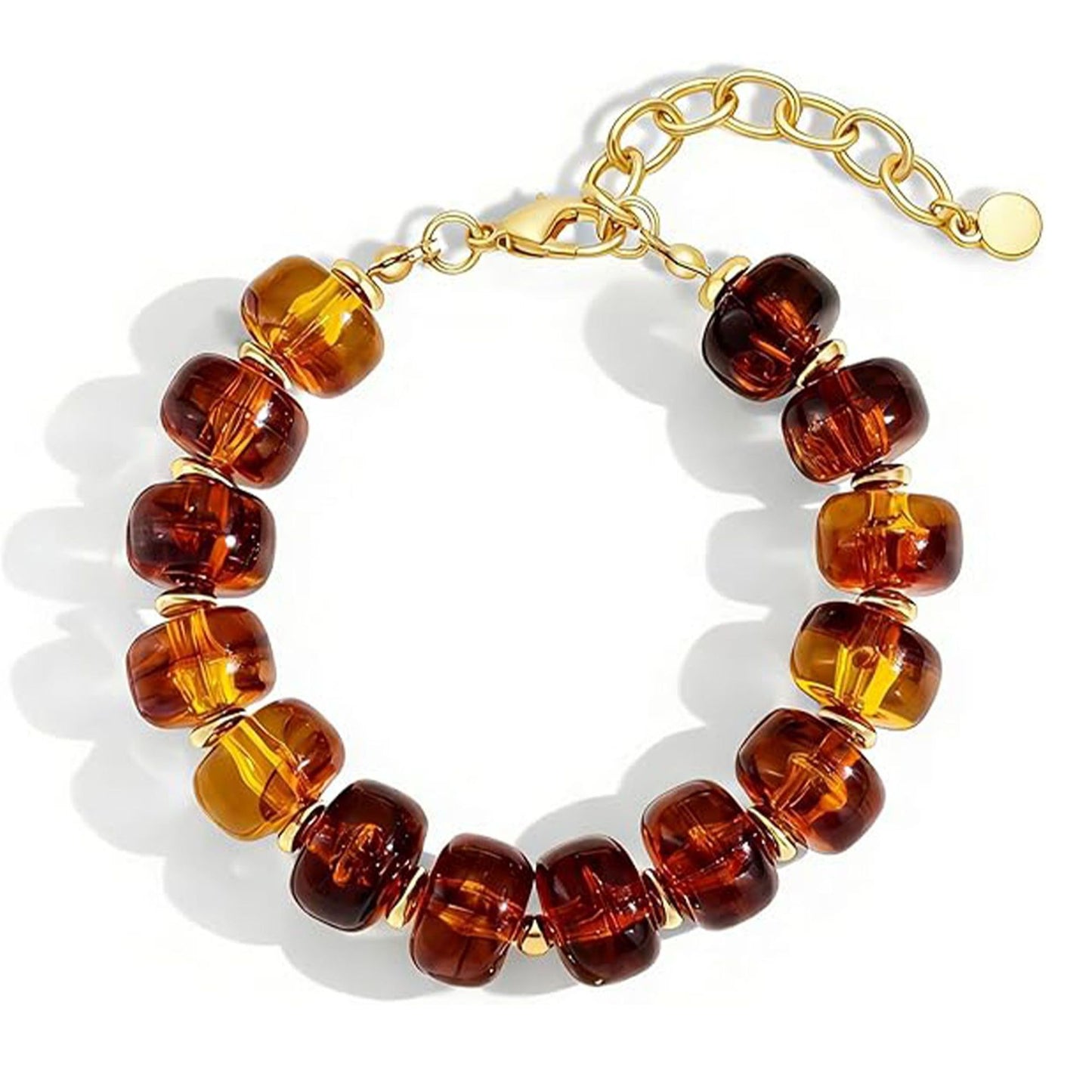 Bohemian Minimalist Geometric Round Resin Acrylic Beaded Bracelet for Women