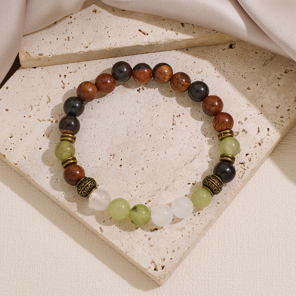 Natural Gemstone Geometric Round Beaded Bracelet Unisex