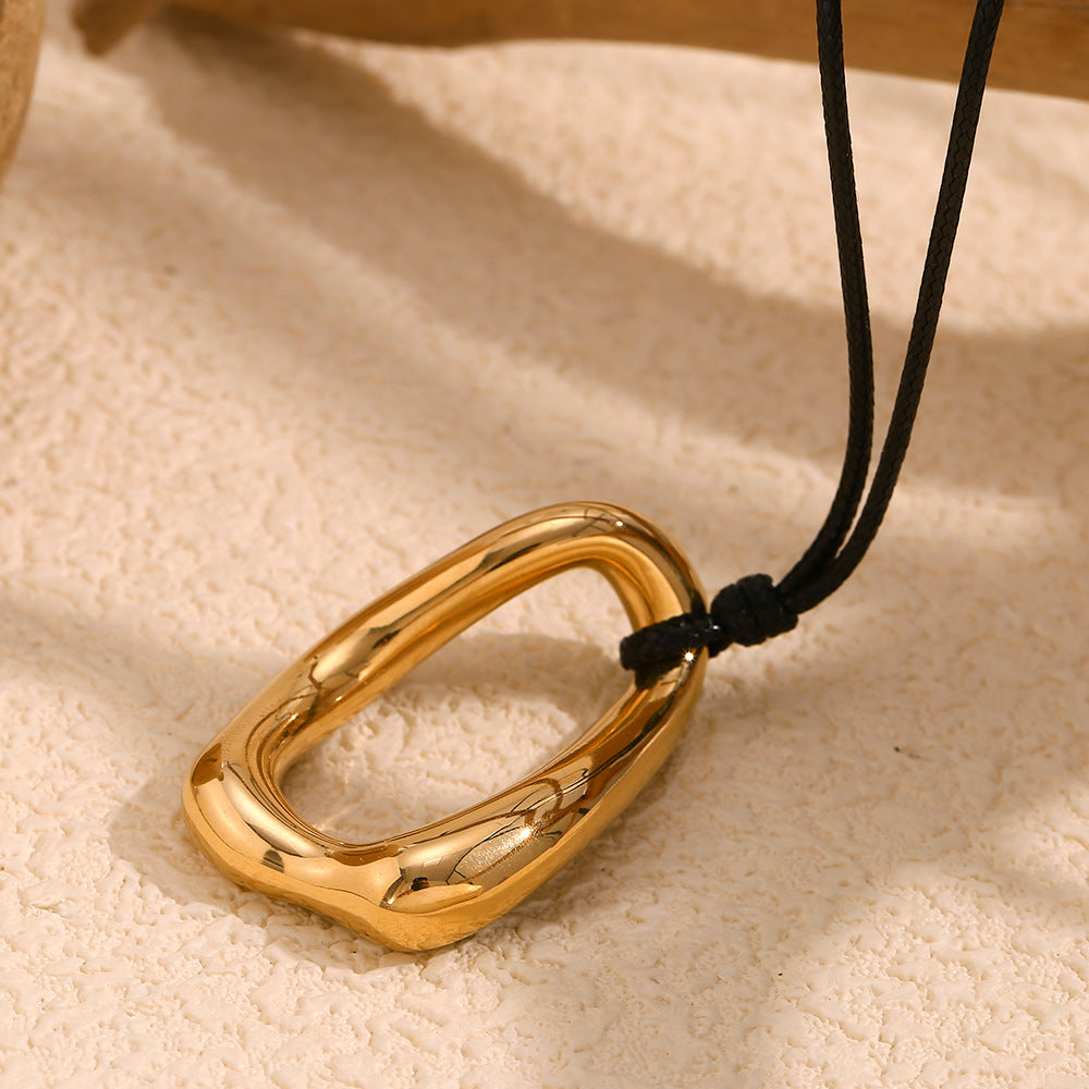 Collana rotonda geometrica irregolare 3D alla moda per donna in acciaio inossidabile con placcatura in oro 18 carati