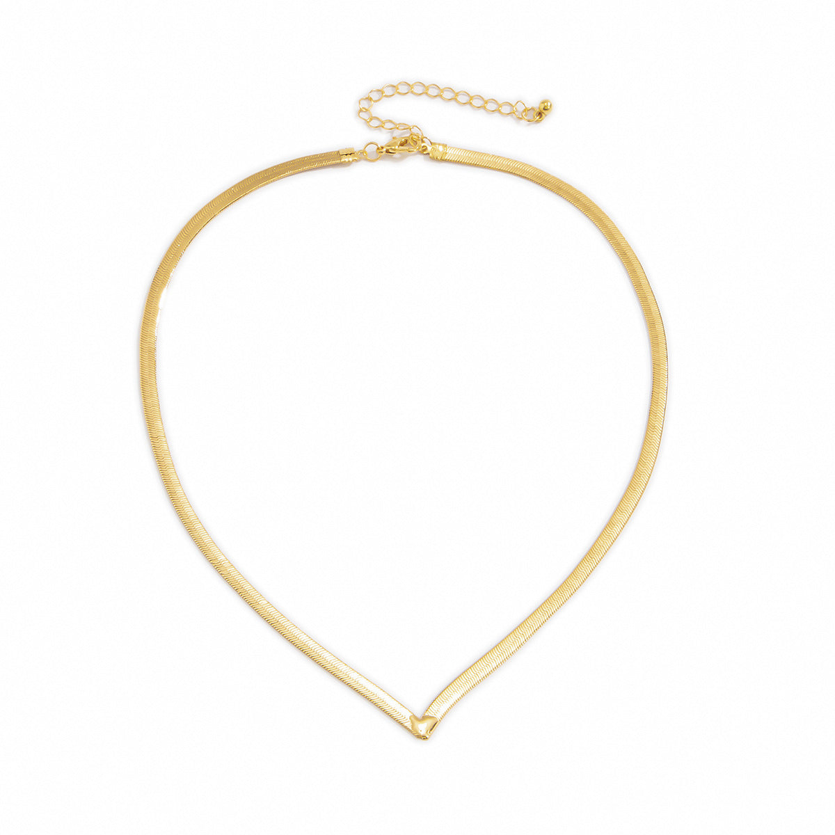 Collar Minimalista con Cadena de Serpiente en Forma de V para Mujer, Colgante Geométrico de Cobre con Acabado Galvanizado