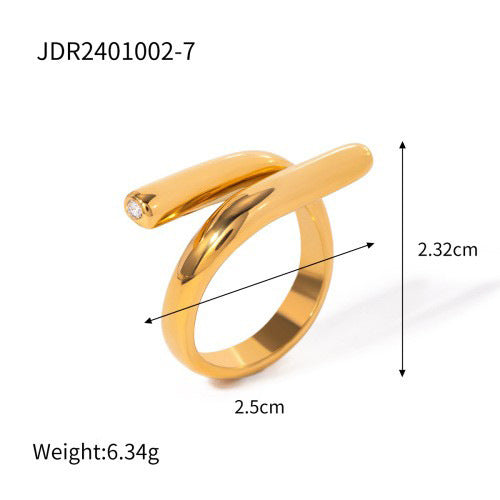 Fashion Business Casual Teardrop Geometric Plated Stainless Steel Ring for Women