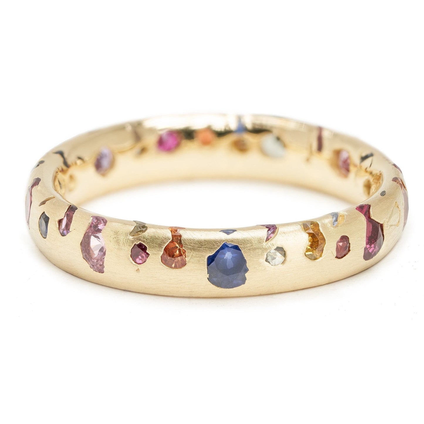 Anello Geometrico Minimalista da Donna in Rame con Intarsio di Zirconi Arcobaleno