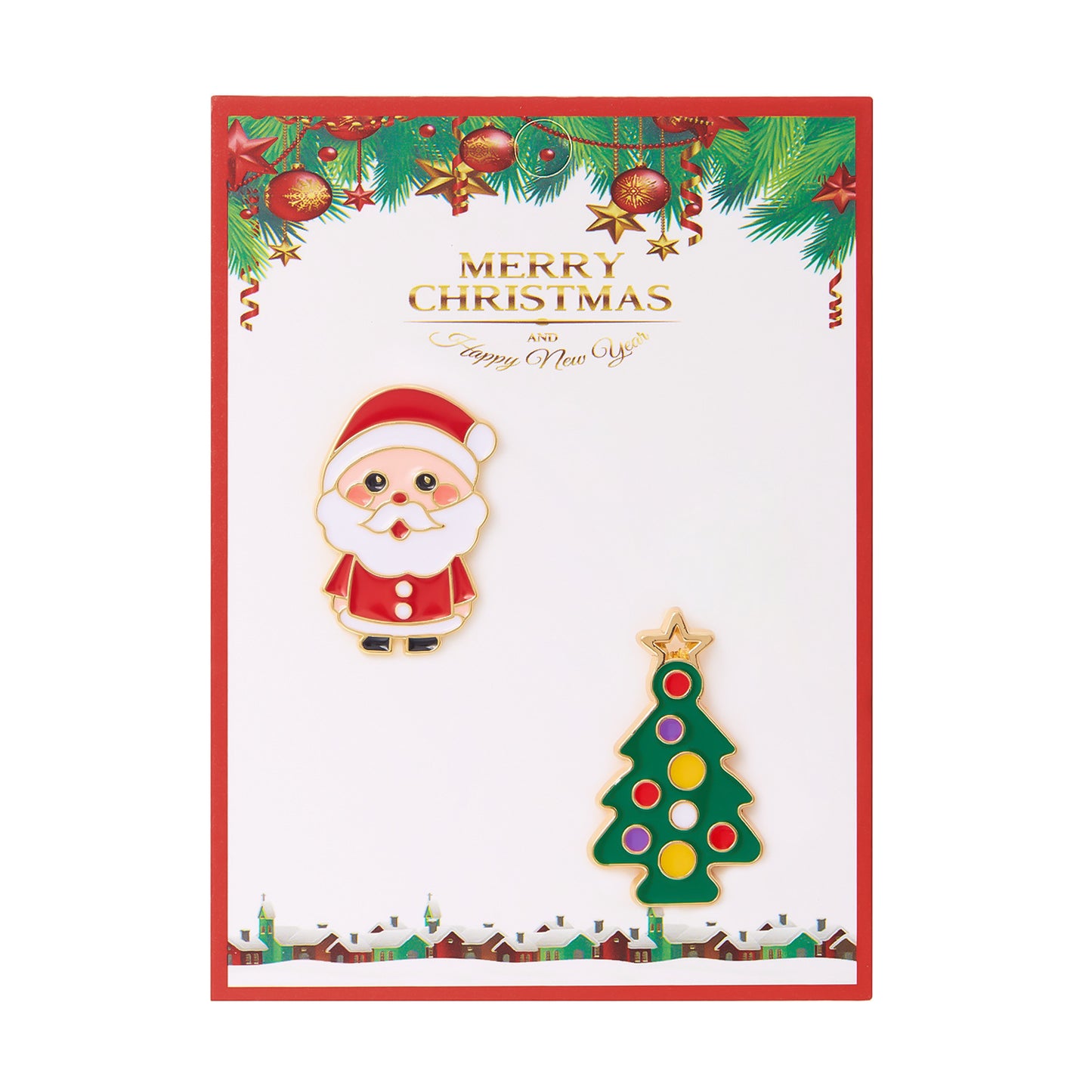 Juego de broches minimalistas de esmalte de Papá Noel y árbol de Navidad en aleación para decoración navideña unisex
