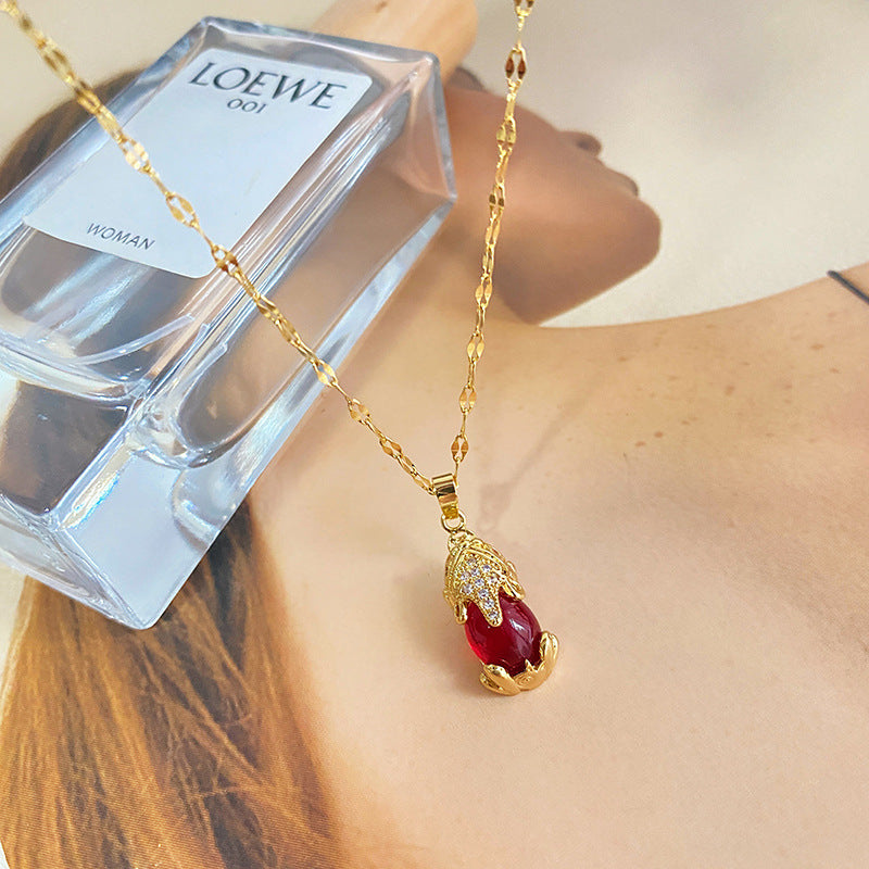 Geometric Gold Plated Brass Pendant Titanium Steel Necklace Unisex