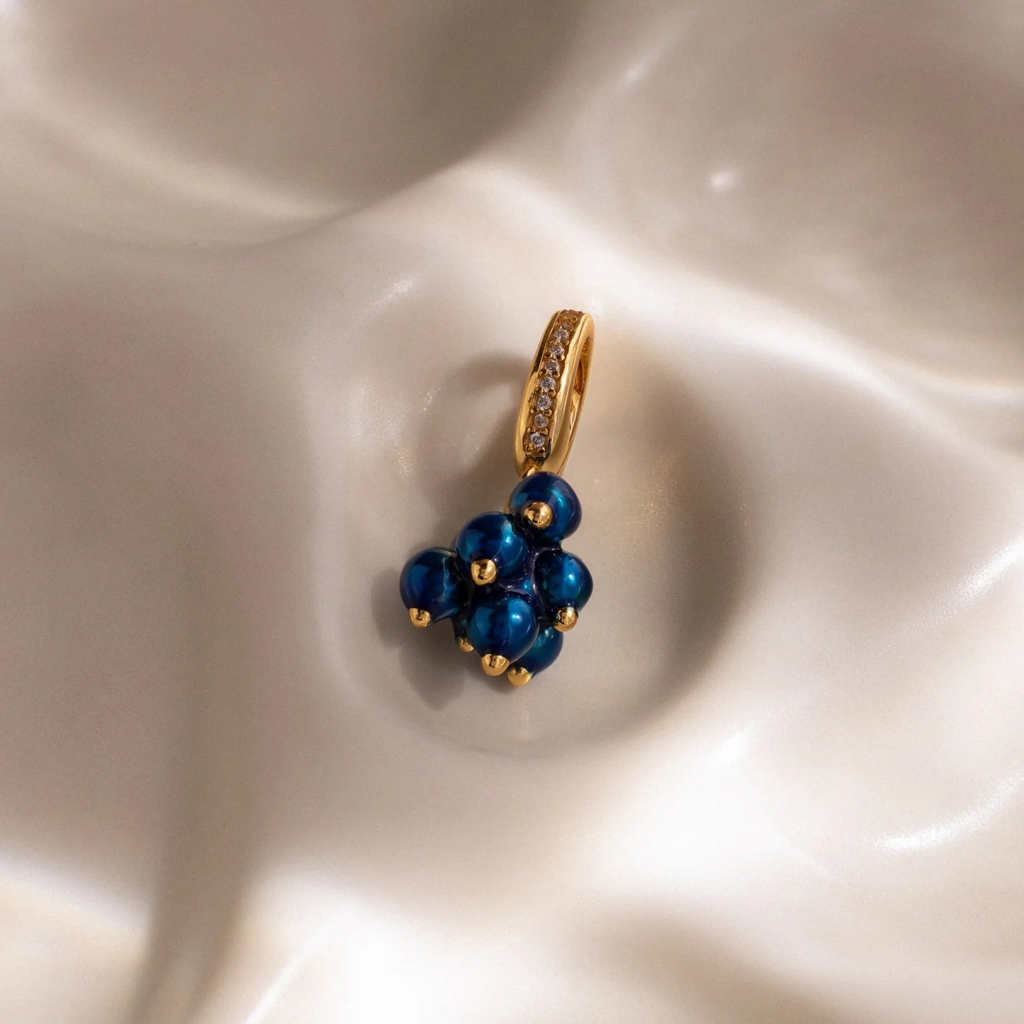 Vintage 18K Gold Plated Brass Fruit Charm Bar with Drip Oil Painting