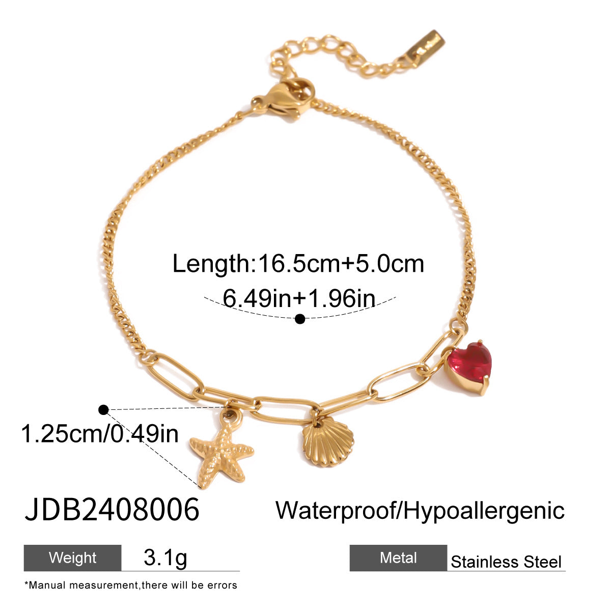 Geometric Stainless Steel Plated Bracelet with Pearl Inlay for Women