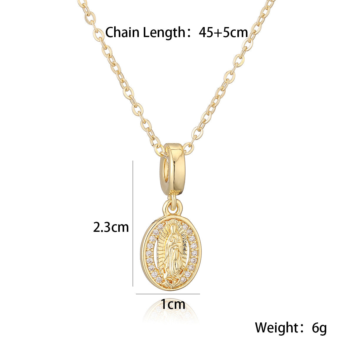 Vintage Geometric Pendant Necklace for Women with Copper Base Plated in 18K Gold and Zircon Inlay