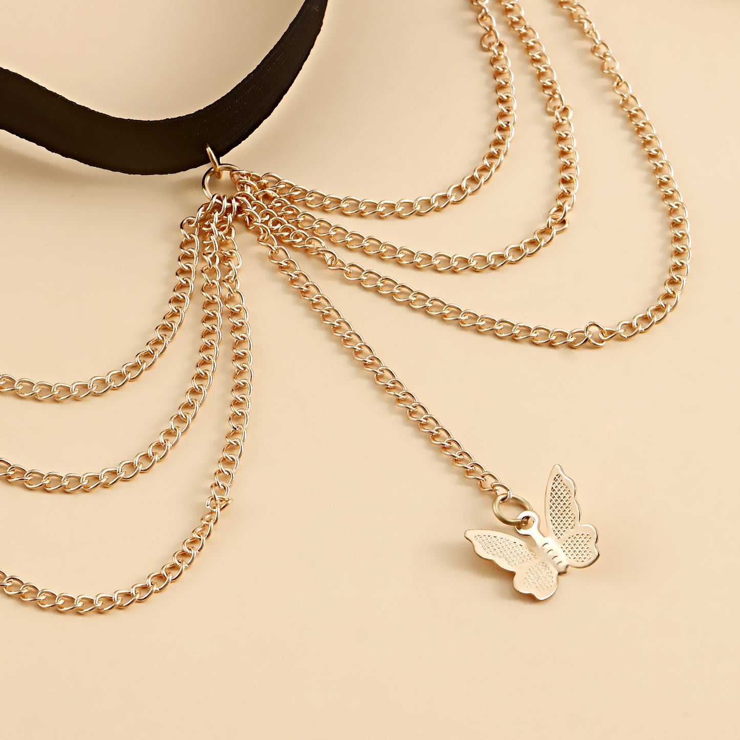 Boho-Inspired Geometric Butterfly Body Chain for Women with Alloy Multi-Layer Fringe Design