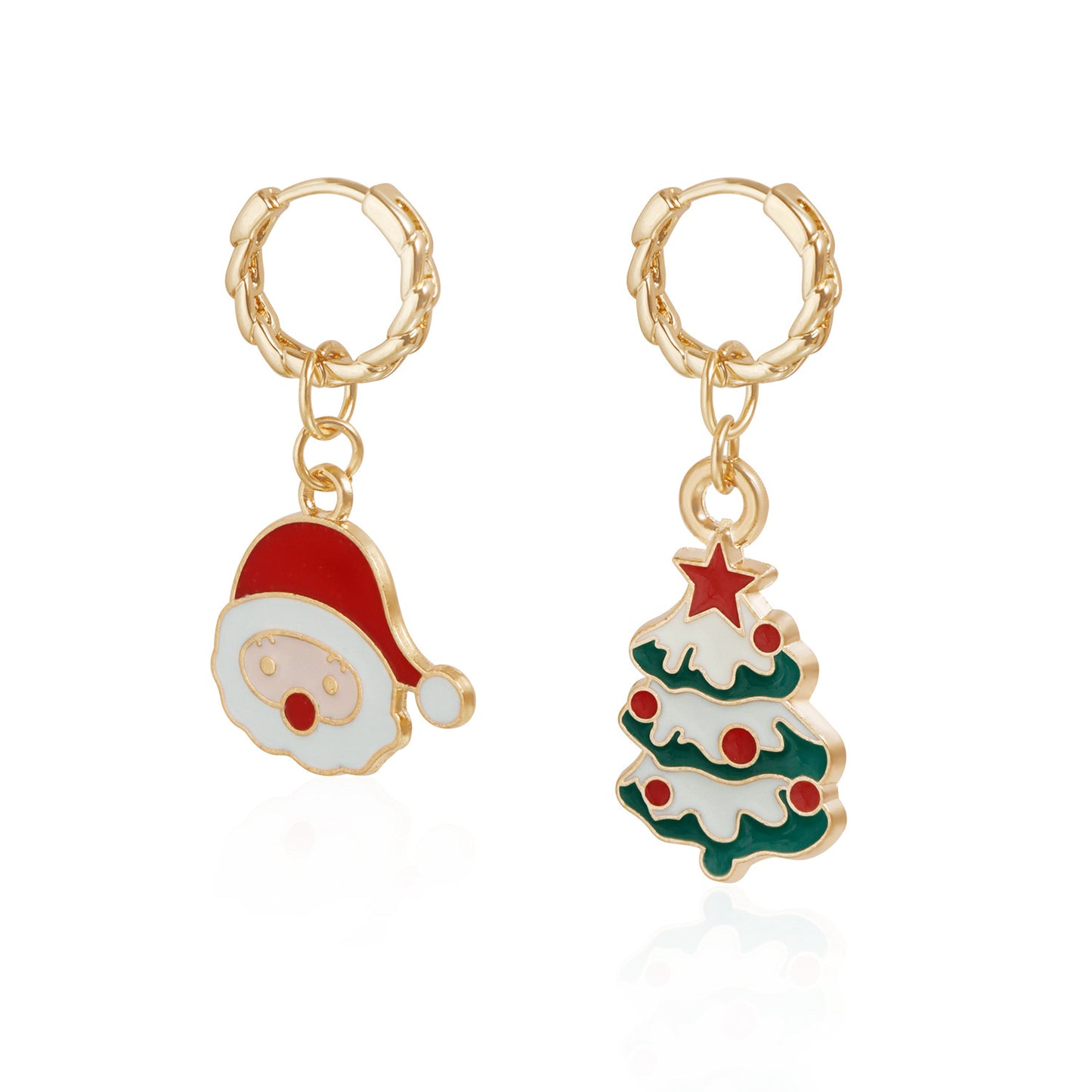 Pendientes colgantes vintage de campana de árbol de Navidad de aleación de zinc geométricos para mujer con acabado chapado